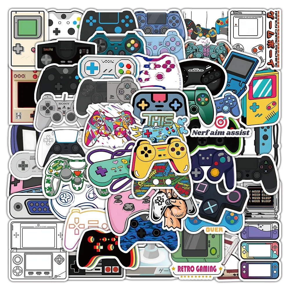 50pcs Cartoon Game Controller Stickers Custom Waterproof Vinyl Mobile Water Bottle boy Sticker Luggage Laptop Fashion Sticker