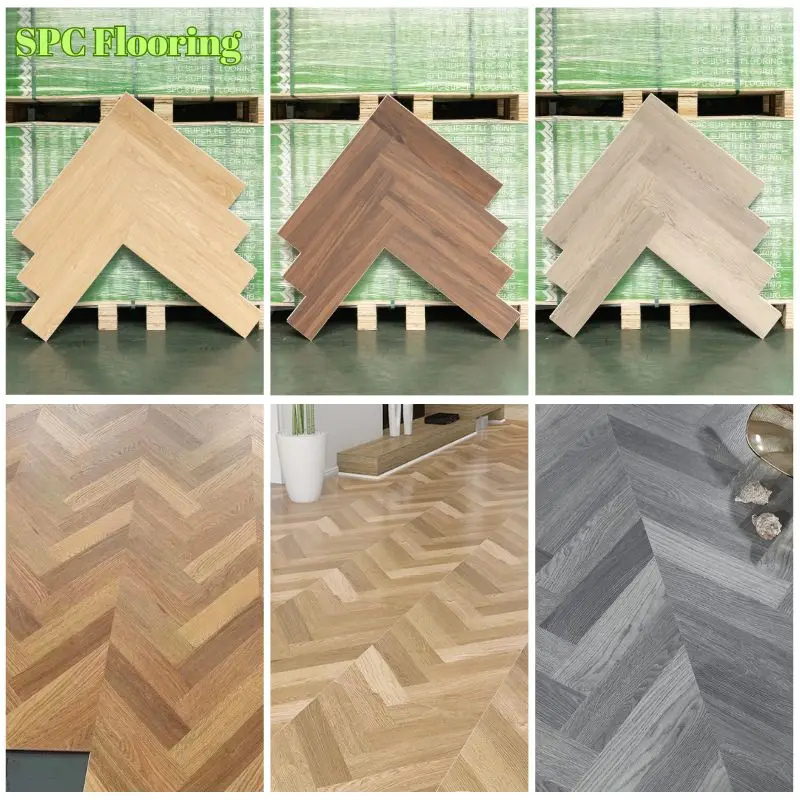 4mm 5mm 8mm vinyl click chevron fishbone parquet spc flooring herringbone