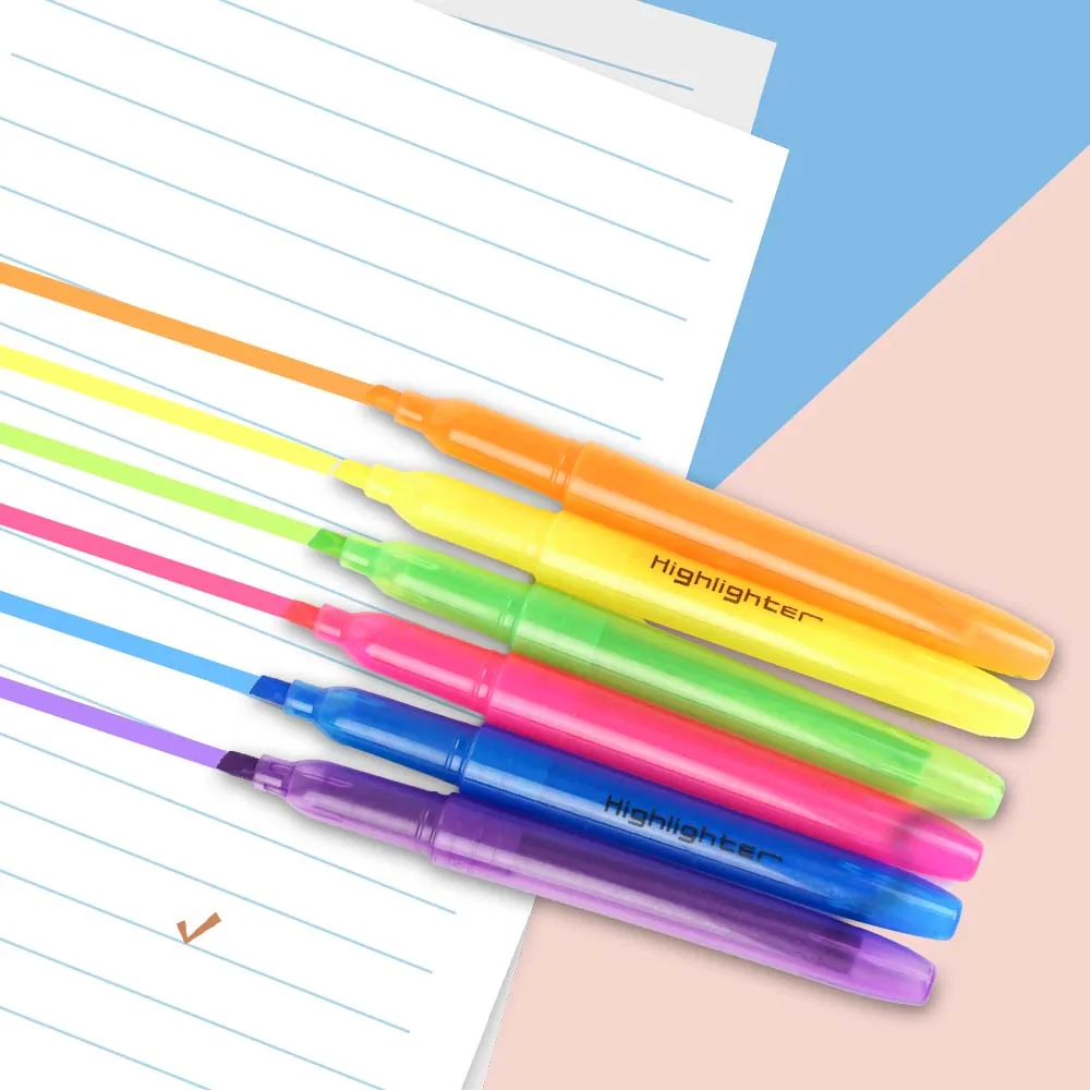 Wholesale Non-Toxic Retractable Glitter Highlighter Marker Pen Eye Protection Color Soft Highlighter Marker Pen With Logo