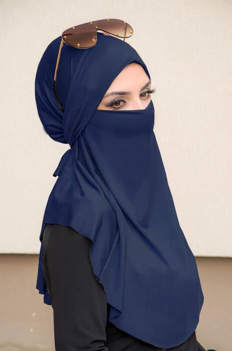 Fashion Solid Color Islamic Hijab Niqab Face Cover Muslim Womens Adjustable Arabic Hijab Niqab