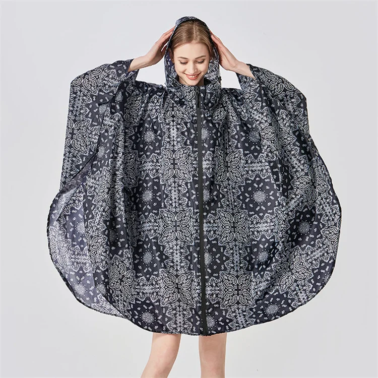 New Adult Polyester Cape Raincoat for Men Women Outdoor Hiking Backpacking Riding Anti-Drift Poncho with Water-Resistant Zipper