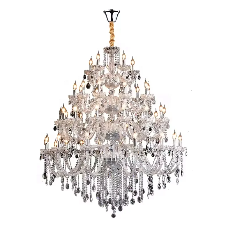 Modern hotel villa banquet decoration deluxe gold chandelier lamp k9 crystal luxury pendant light Luxury Chandeliers Lights