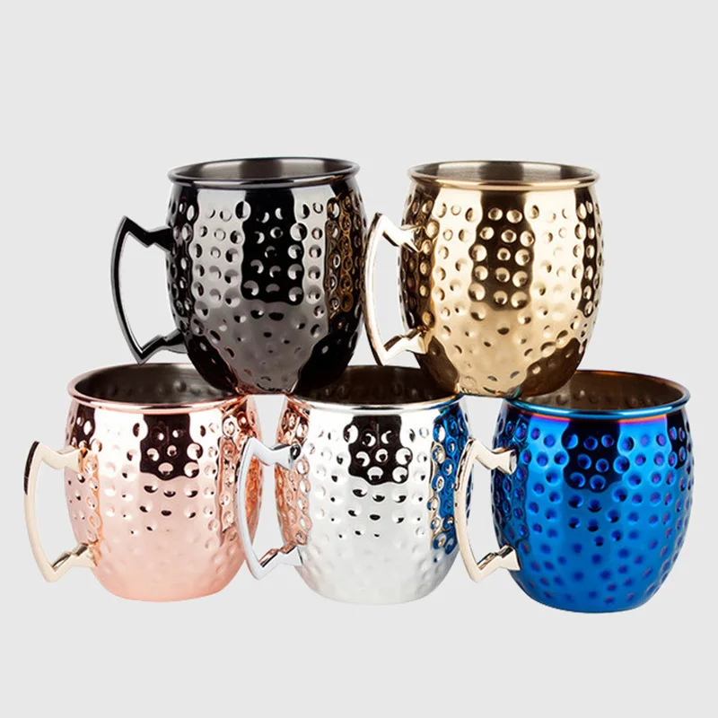 Walcold High Quality Popular Hammer Moscow Mule Mug Cup Cocktail Wine Beer Copper Coating Mule Mug Outdoor Portable Travel Cup