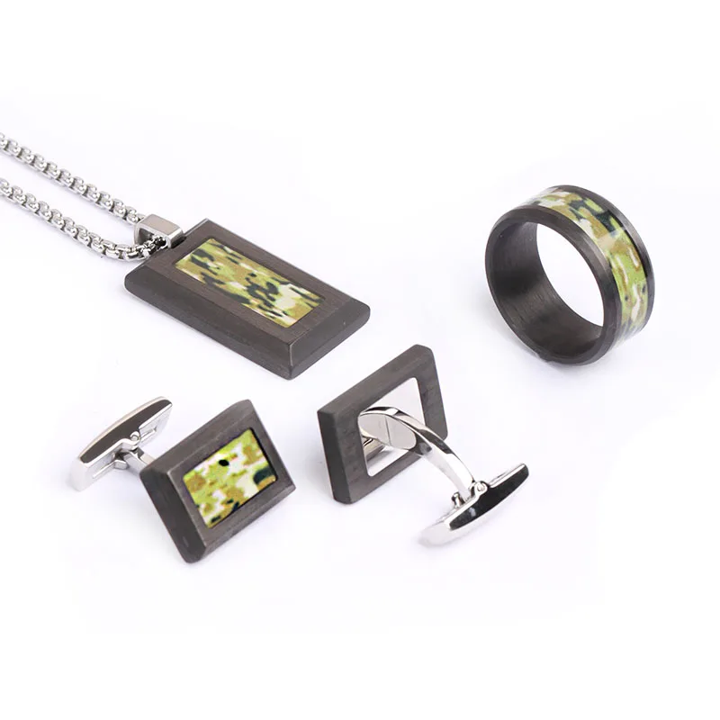 Wholesale hotselling carbon fiber jewelry set jewelry men accessories sets