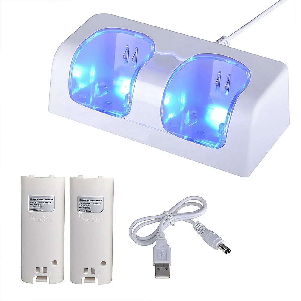 Dual Charging Station Battery Charger Dock for Nintendo Wii Remote Controller 2 Batteries pack