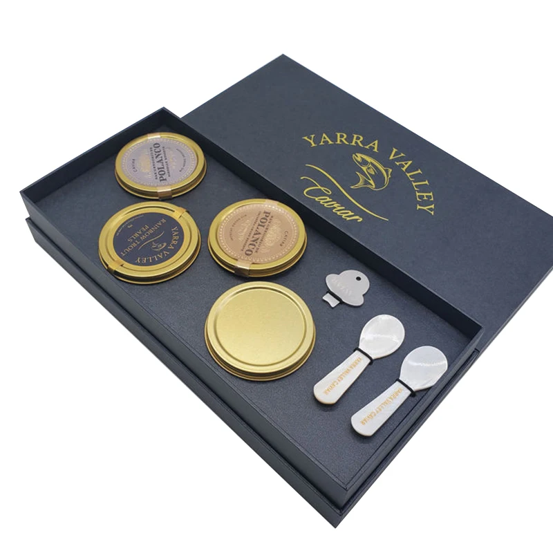 Custom Low Price Black Kraft Caviar  Gift Box With Lid