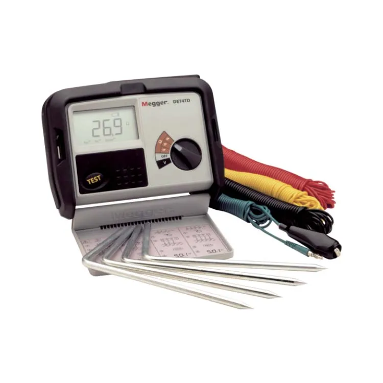 Megger DET4TR2 Digital Earth Tester - 2 3 & 4 Terminal Rechargeable Digital DisplayTerminal Bare Wire Adaptors