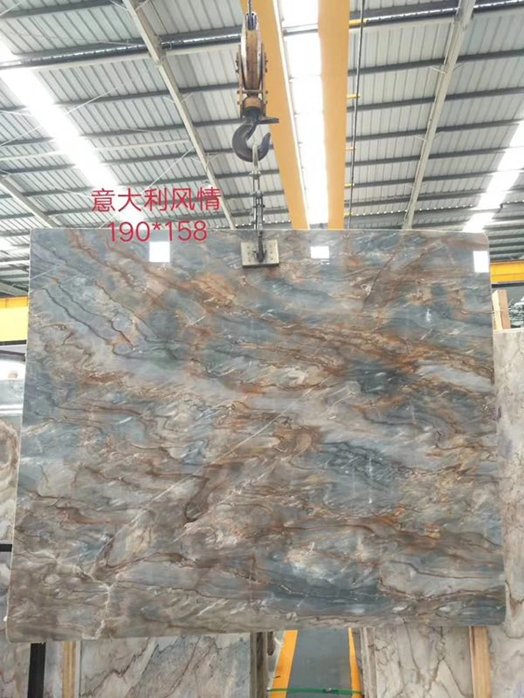 Italy luxury marble floors , Polished Crazy Roman impression brown Marble Slab