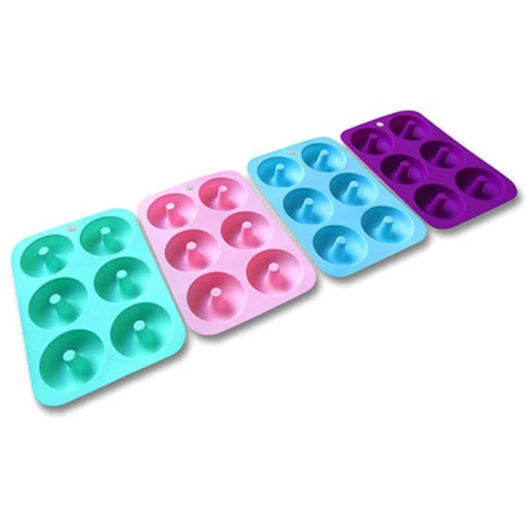 Лидер продаж, силиконовая круглая форма для торта с 6 отверстиями, форма для шоколадного торта в виде пончика, противень для выпечки, силиконовая форма для пончика