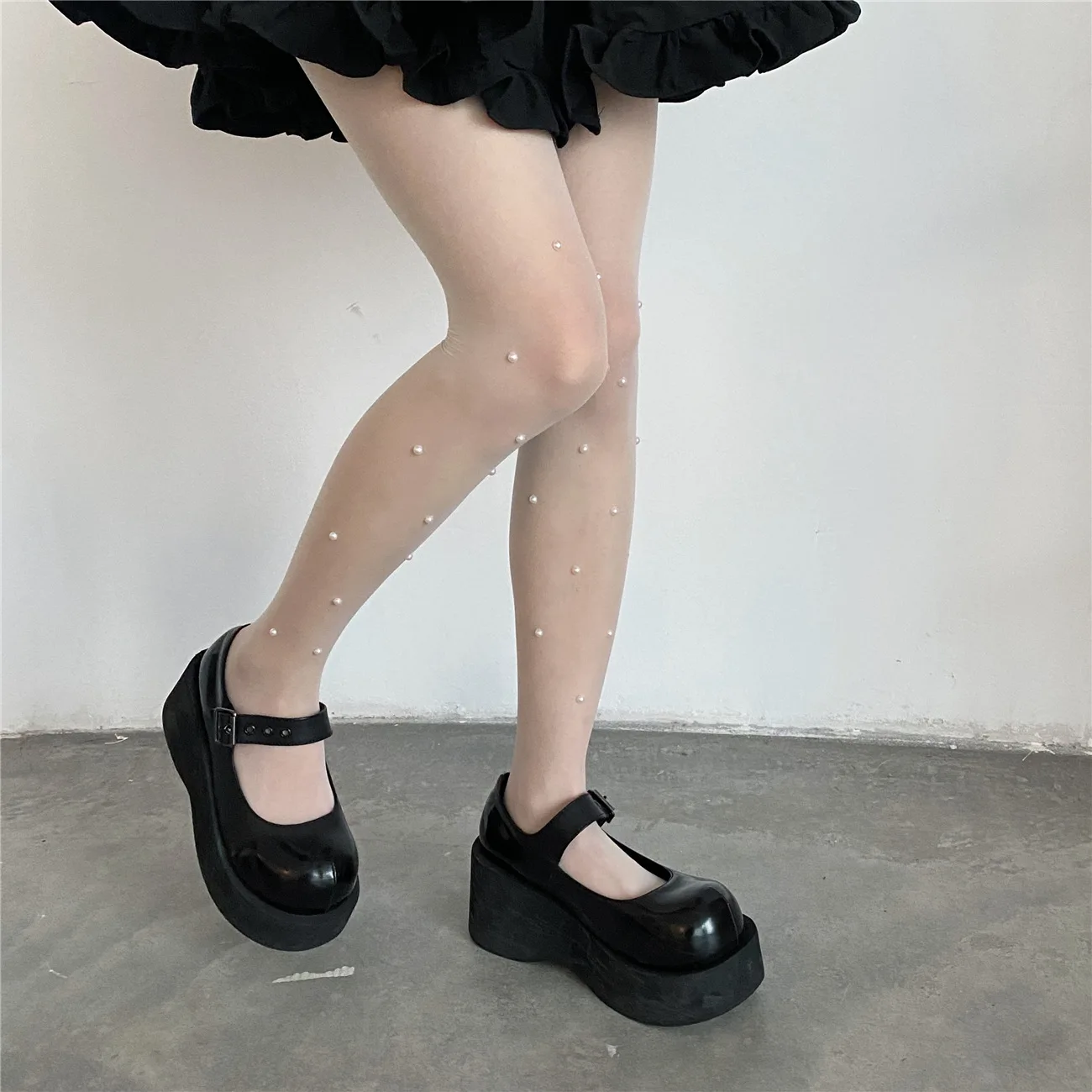 New Design Black Sexy Mature Silk Body Stocking Female Custom Printed Pearl Pantyhose Tights Thin Transparent Dress Knitted Sock