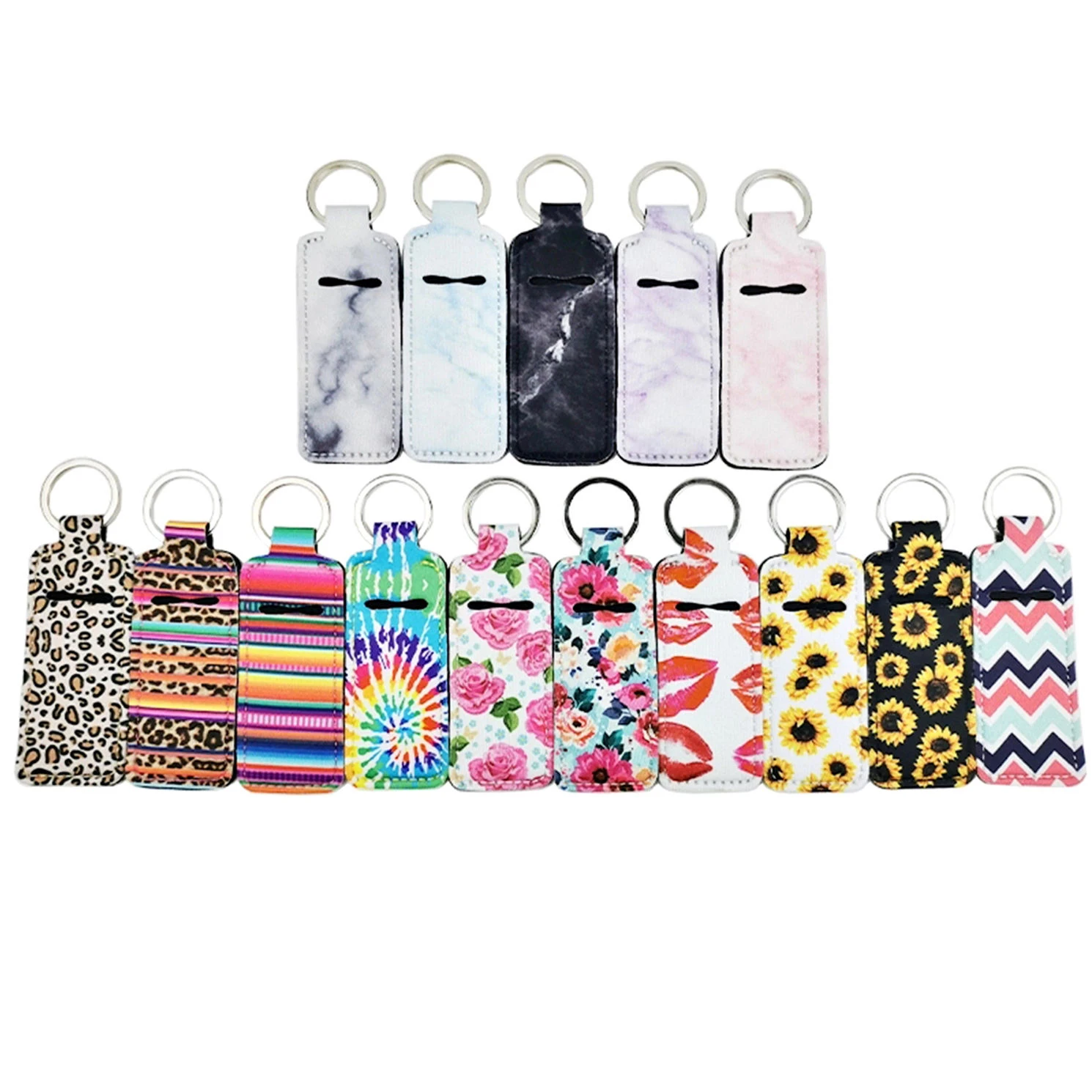 2021 Personalized Colorful Lipgloss Sleeve Neoprene Chapstick Holder Keychain for Girls and Women