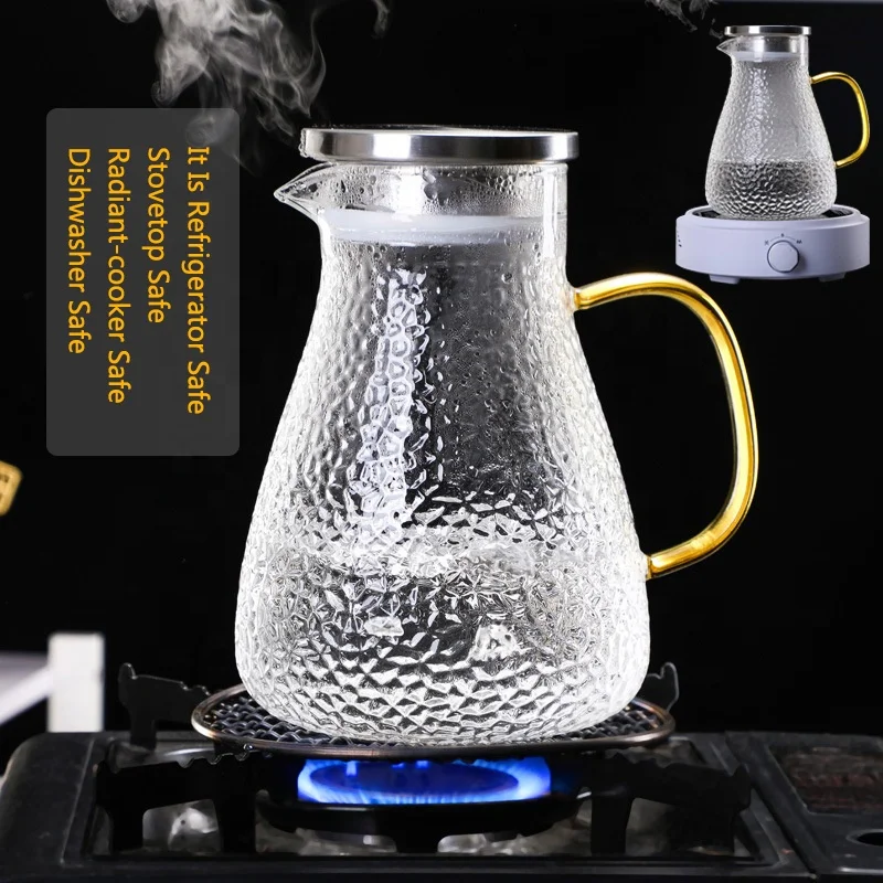 Hot Sale Hammer Water Bottle The Hand Feels Comfortable Glass Water Jug with Cup Set