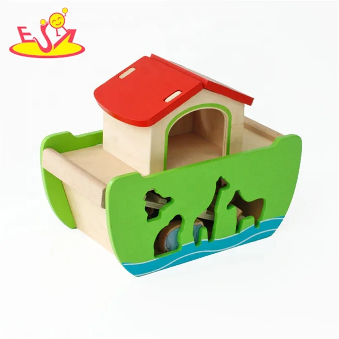 2023 wholesale attractive kids wooden noahs ark play set for early learning W12D078
