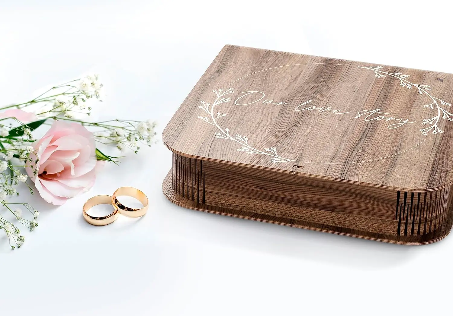 Customized Keepsake Boxes with Lids | Rustic Wooden Card Box & Storage Box for Wedding Registry Ideas