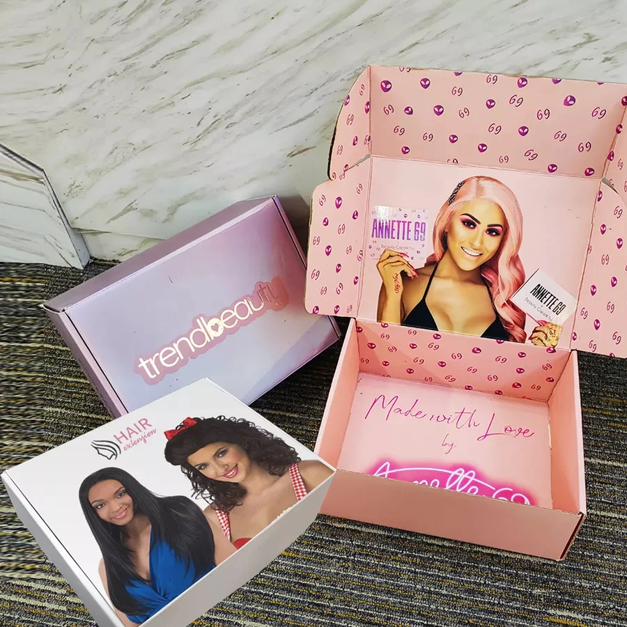 Custom Logo Print Wallet Belt Satin Shipping Gift Boxes Luxury Magnetic Closure Wigs Hair Extension Beauty Packaging Paper Box