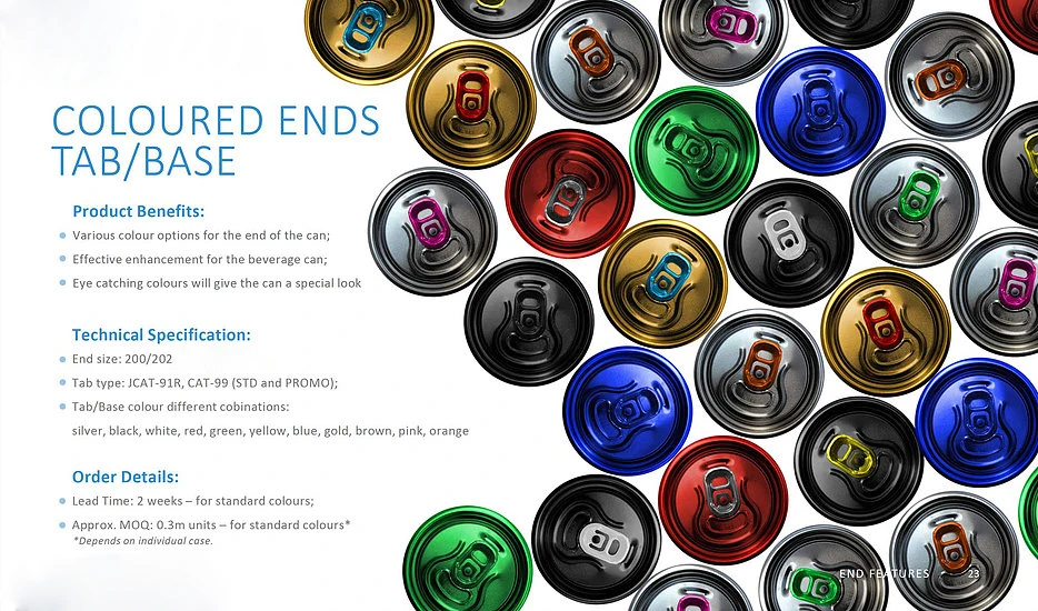  whole sale Free Sample Food Grade Multi Color Round Aluminium End Cap 202# SOT Easy Open Can
