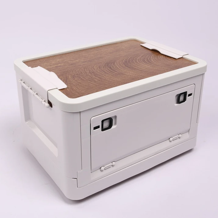 Wooden Lid Folding Storage Box Plastic ABS Storage Box With Lock