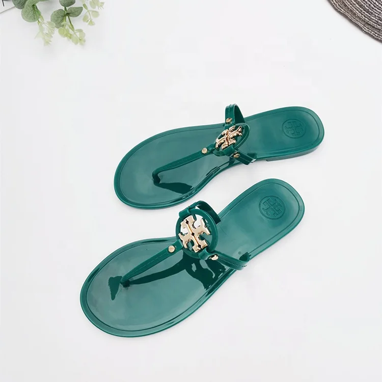 
2021 PVC Ladies Custom Beach Flat Tb Transparent Jelly Slippers Women Slides Sandal Clear Flip-flops Slippers 