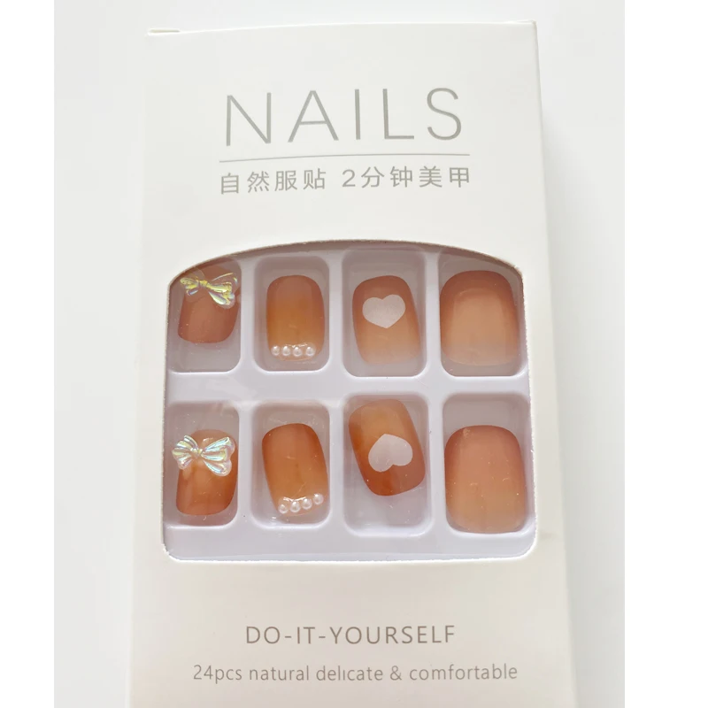 Clear Pink Nail Tips Wearable Patches Nails Wholesale 240pcs Nail Art Patches Solid Color with custom logo box