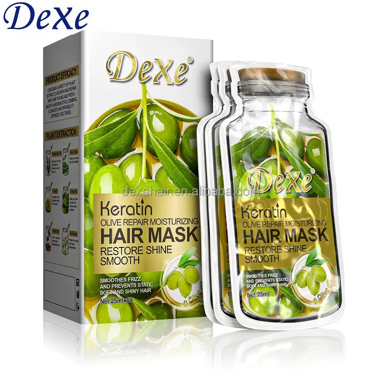 Dexe Wholesale Customized Instant Repair Keratin Hair Mask Argan Oil Protein Hair Treatment in Sachet 25ml 3 Years