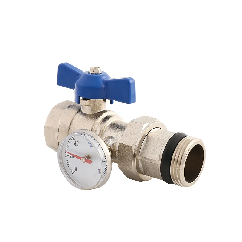 Ce certificate Brass Inlet and Outlet  Ball Valve  with Thermometer for Pex Manifold