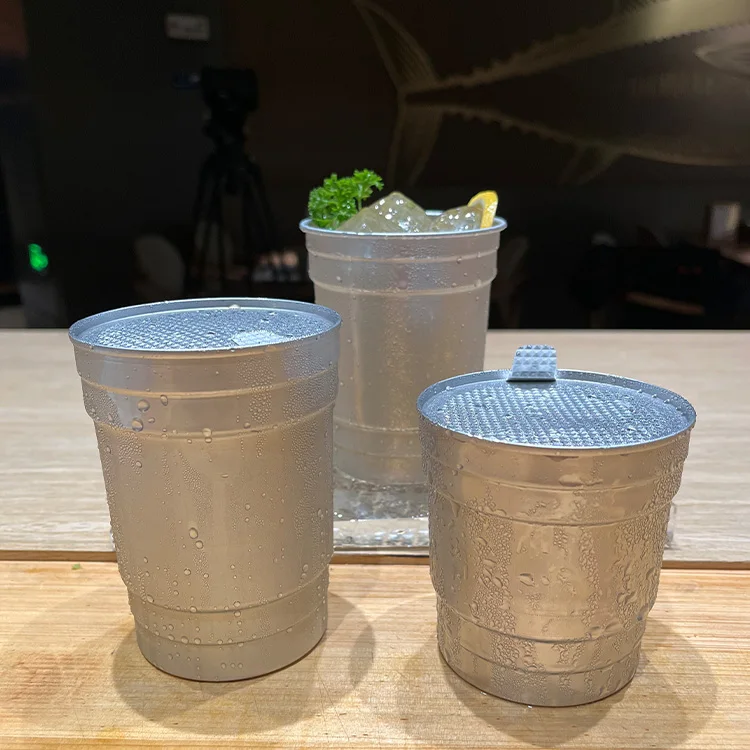 Hot Sale New Portable Recyclable Match Party Mug Cold Drink Coffee Milky Tea Beer Aluminum Cups Custom