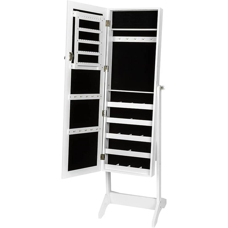  Fast Delivery From Stock Hot Sale Mirrored Standingr Household Furniture White Vertical Jewelry Cabinet