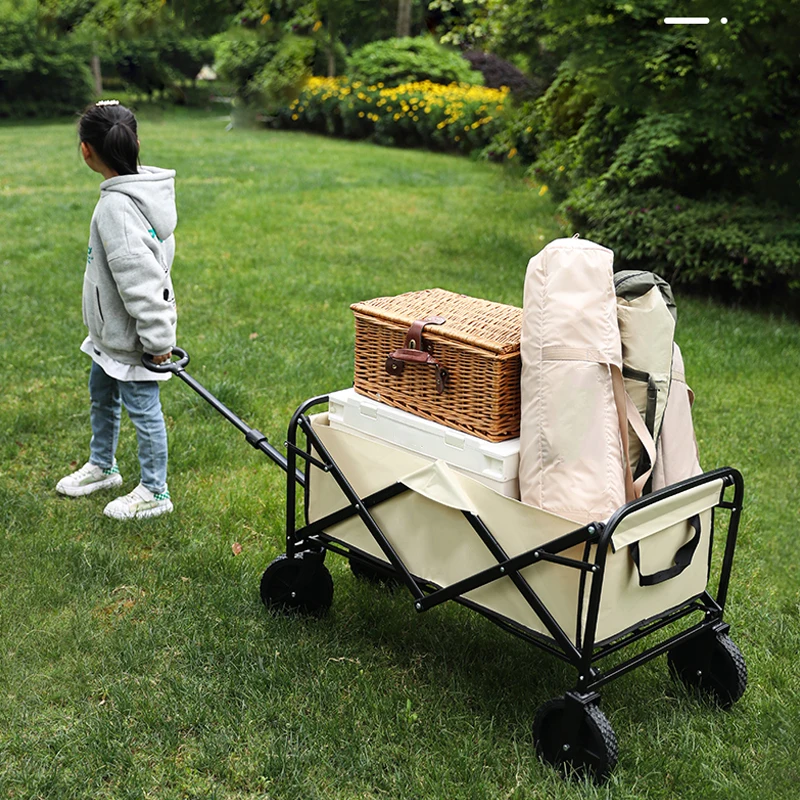 Foldable 4 Wheel Trolleyl Wagon Hand Garden Collapsible Portable Folding Cart Trolley