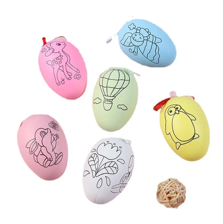 Factory Wholesale Creative Kids Toy Hand-Painted Egg Party Decoration DIY Paint Plastic Easter Egg Toy