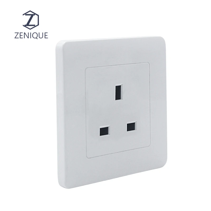 Wholesale High Quality UK Standard 86*86 MM Power Outlet Electrical Accessories White British Wall Socket