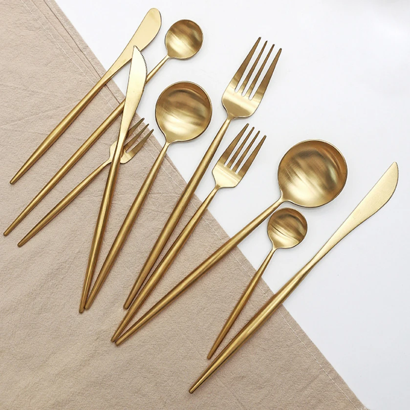 Stainless Steel Metal Tableware Creative Matte Travel Cutlery Set