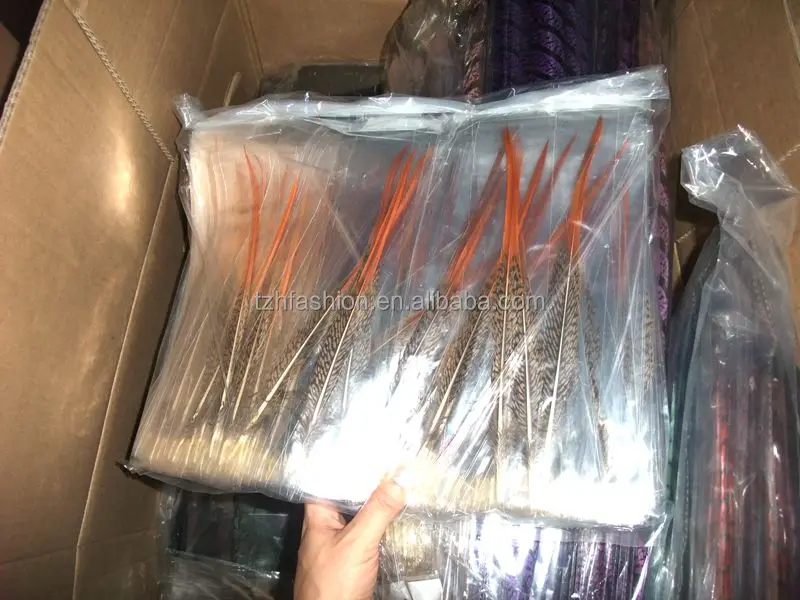 4-6 inch , 6-8 inch , 8-10 inch Natural Red Golden Pheasant Red Tip Loose Pointy Feathers