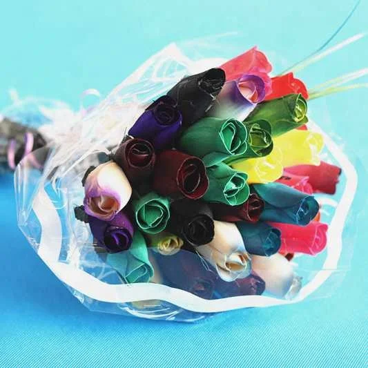 FCR1009 artificial flower wooden rose artificial rose bud