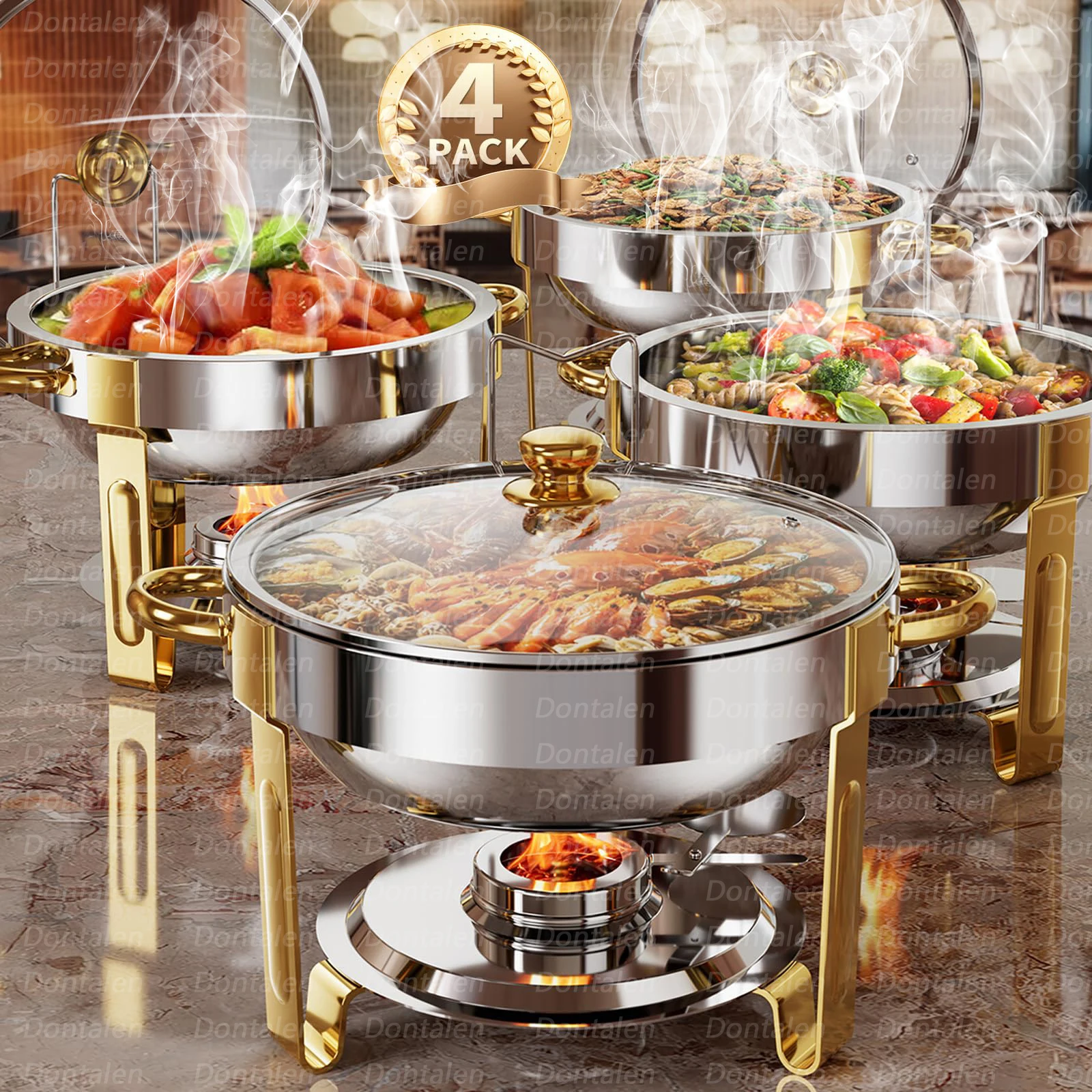 4pcs Set Easy-To-Move Buffet Stove Large Capacity Food Warmers Buffet Chafing Dishes Durable Catering Display Food Warmer Set