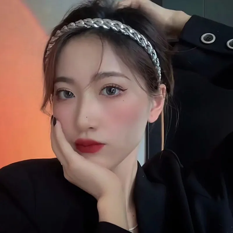 Net red hot style acrylic chain headband summer hairpin bundle headband temperament wild outing personality retro fashionable la