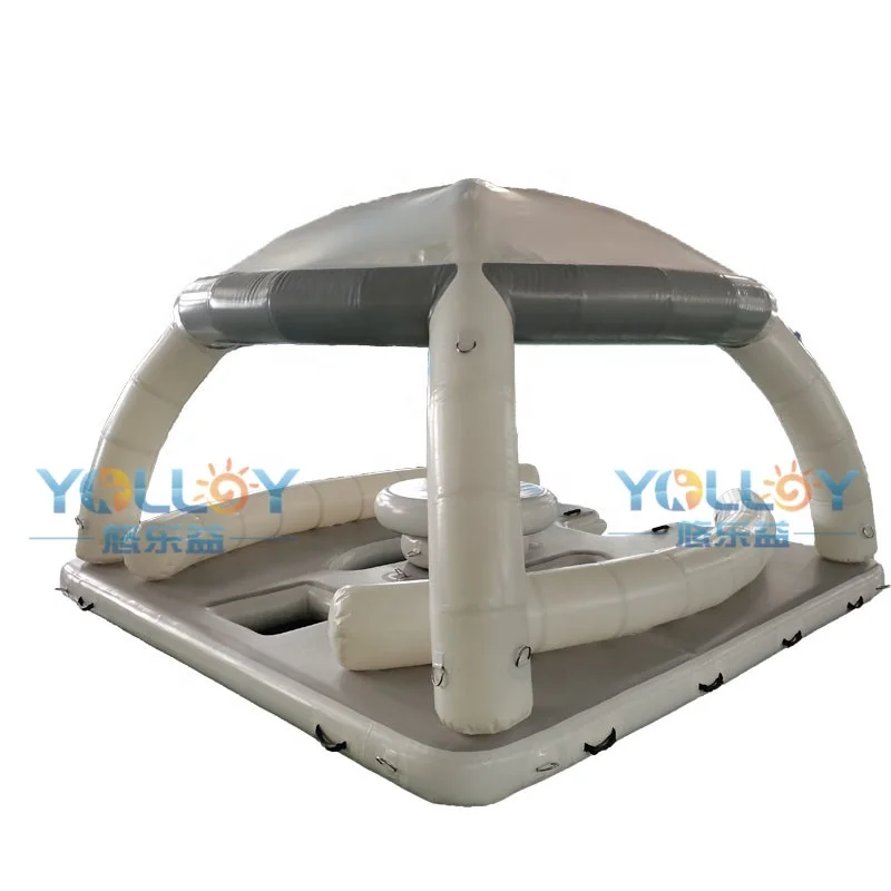 AquaBanas Floating Party Dock Platform Inflatable Island With Bana Tent