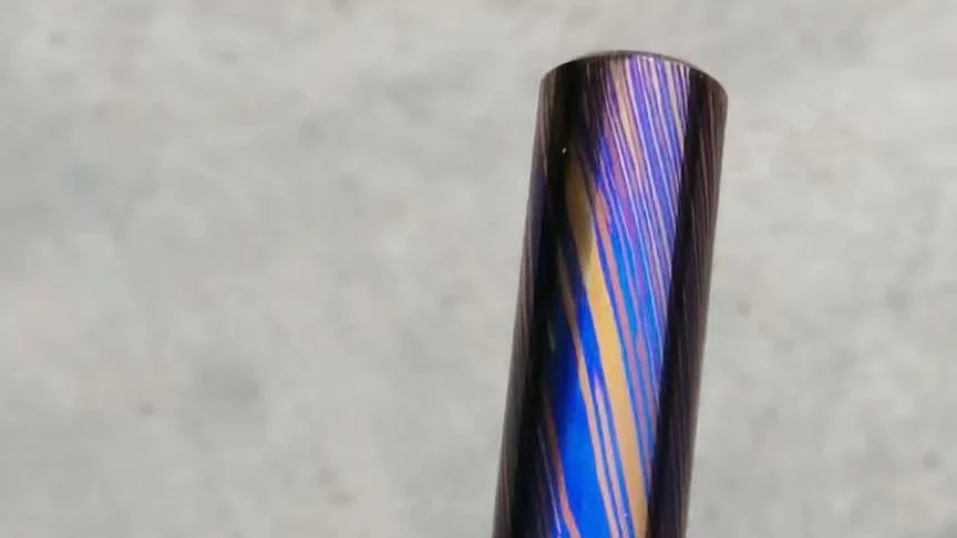 
Mokume gane Ti/Zr damascus bar Zirconium timascus mokuti bar Rod stock damascus price per kg 
