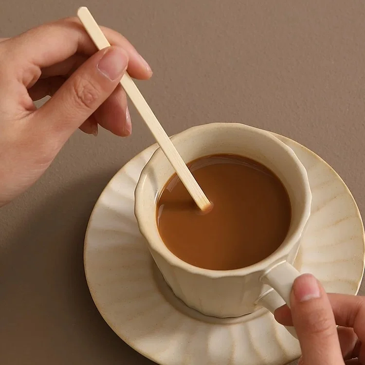 125*4*1.3mm Free Sample LOW MOQ LOGO Custom bamboo coffee stirrer bamboo coffee stick