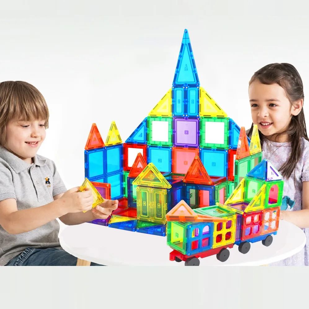 2021 Amazon Hot Toys 60Pcs Diy Magnetic Building Blocks Educational Magnet Tiles Set Magnet Toys For Child