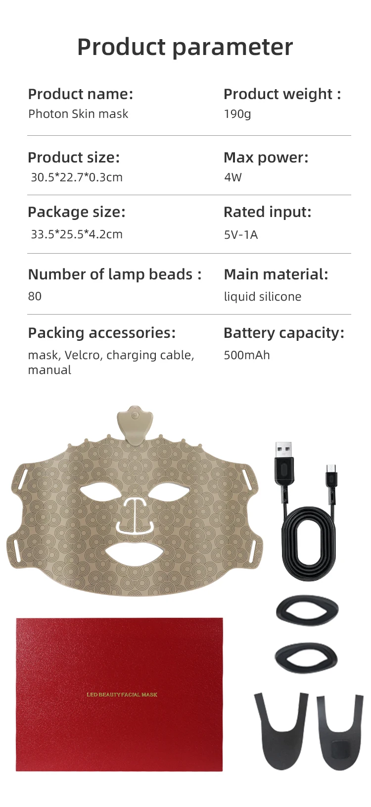 7 Colors 470NM 520NM 590NM 630NM Near Infrared Led Facial Face Red Light Therapy Mask