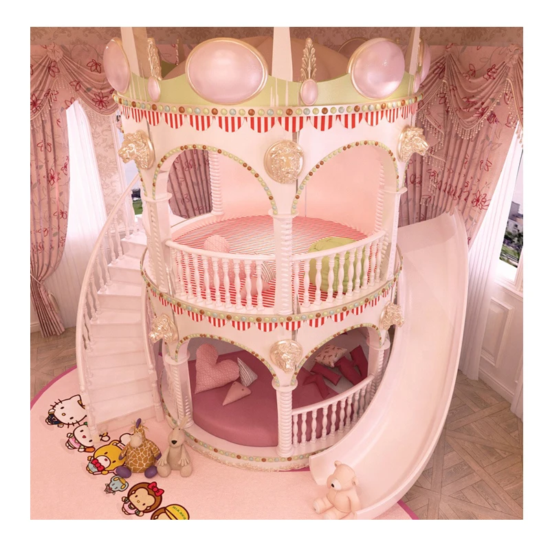 Beautiful And Lovey Princess Bedroom Furniture Kids Bed Set With slide