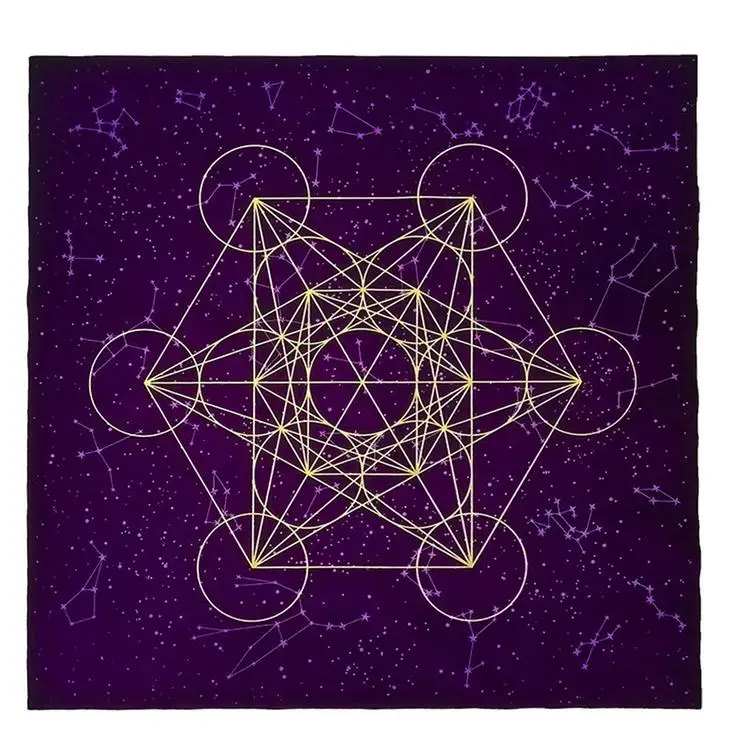 
Tarot Tablecloth Crystal Grid Tarot Card Table Cloth for Psychologists Magicians Playing Gold Stamp Table Cloth 