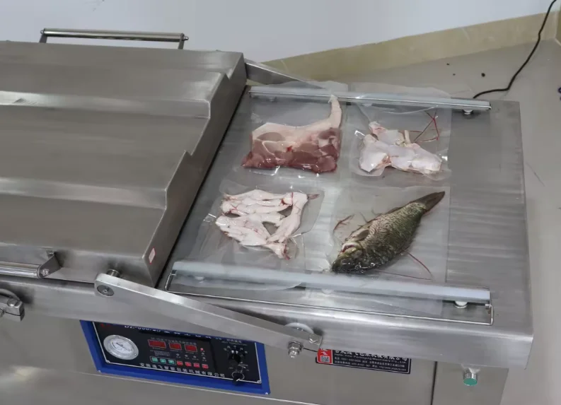 Dz-400 external Meat Rice Snack Fish Food Sealer Bag Gas Flush Big Size Double Chamber Vacuum Packing Machine
