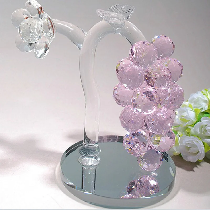 Handicraft Pink Crystal Grapes Wedding Gifts Home Decoration