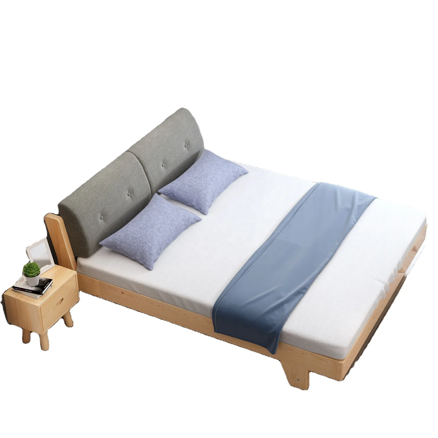 
Wholesale modern simple bed room furniture bedroom set bed frame solid wooden double bed 
