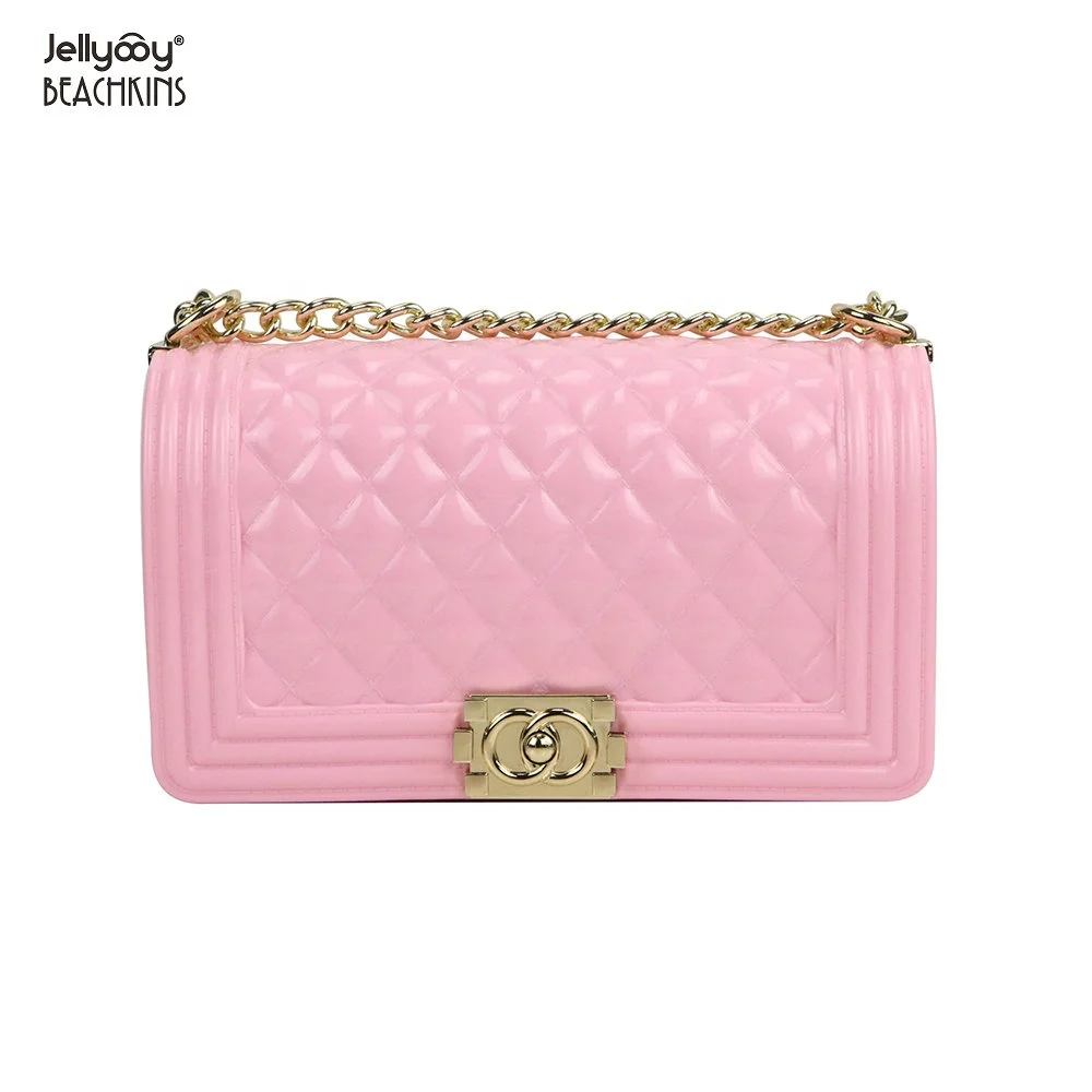 Jellyooy BEACHKINS Glossy PVC Pink Jelly Bag  Fashion Candy Color Jelly Beach Bags Ins Girl Large Crossbody Bag