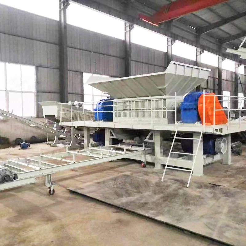 Whole waste tyre shredder cutter machine automatic scrap tire crushing equipment line
