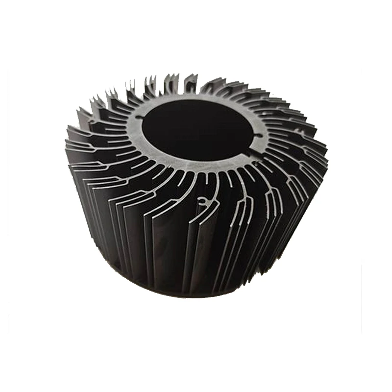 High Quality Customized Black round Heat Sink Blow Molding Cylindrical Design Extruded Aluminum Heat Sink