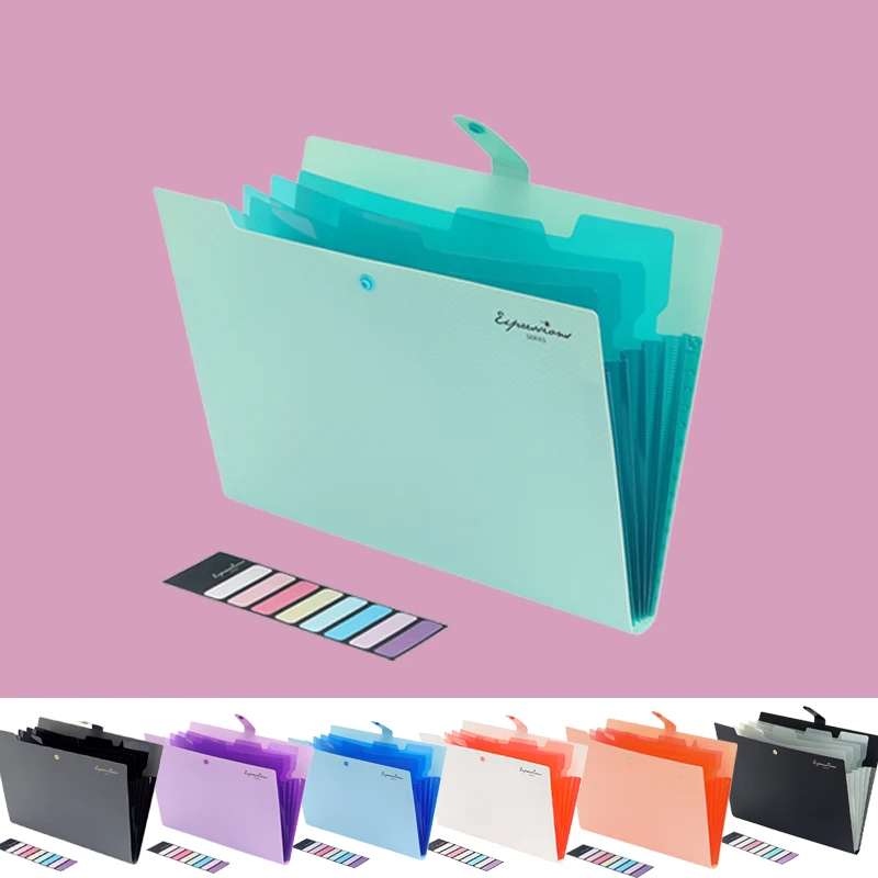 multi color portable plastic button accordion document folder waterproof 5 pocket expandable file folders