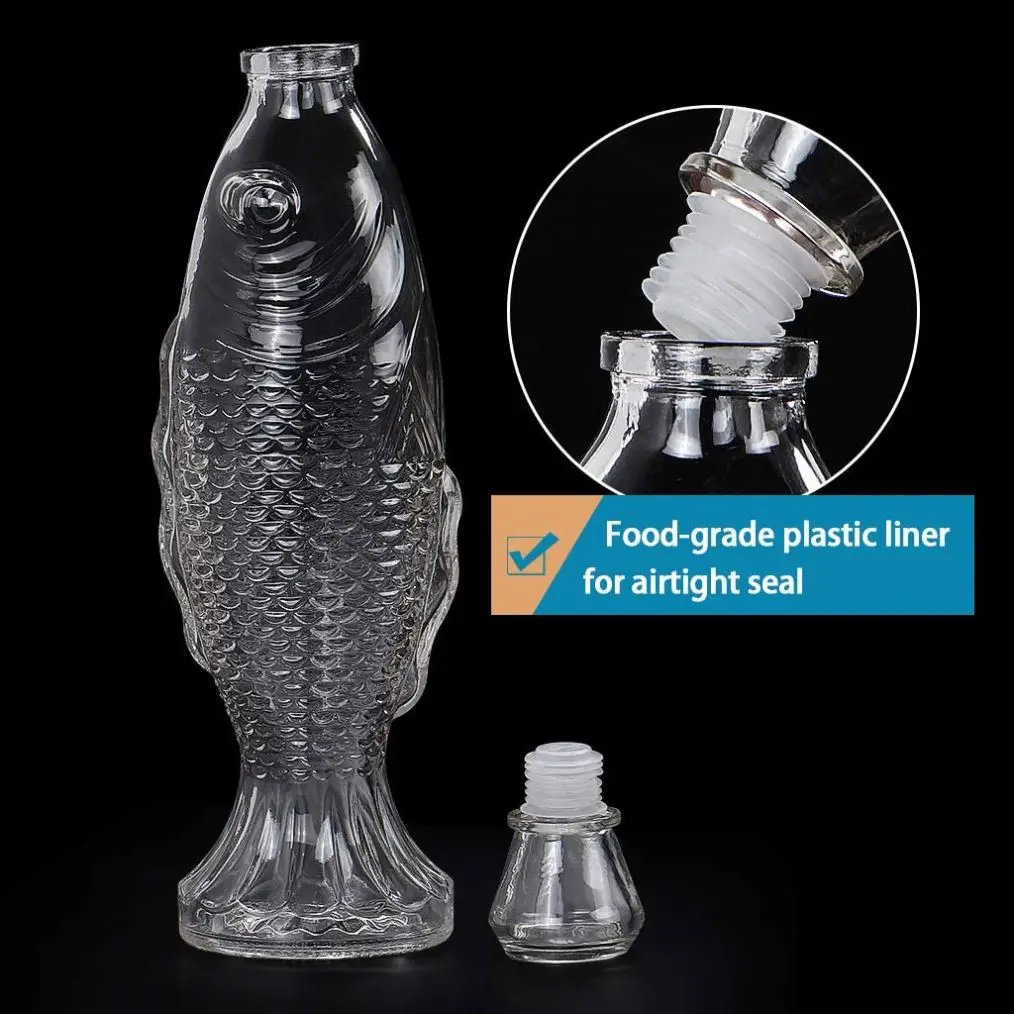 Hight Quality Mouth Blown whiskey animal shaped fish Wine Fashion Slanted Glass Decanter For Hotel Restaurant Feast